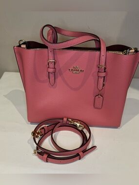 Coach Molly 25 Pink Pebbled Leather Satchel with Removable Strap